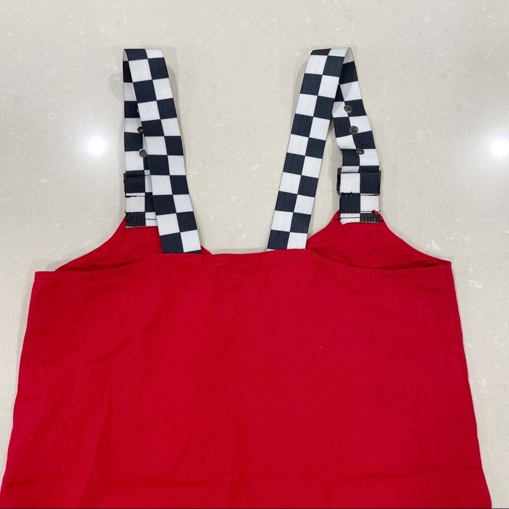 Lazy Oaf Checkered Buckle-Strap Pinafore Dress Re… - image 6